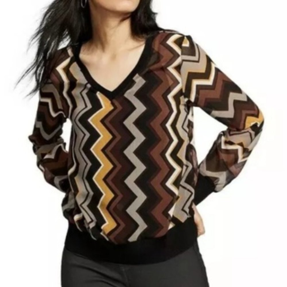 Missoni 20th Target anniversary S sheer zigzag long sleeve top artsy boho